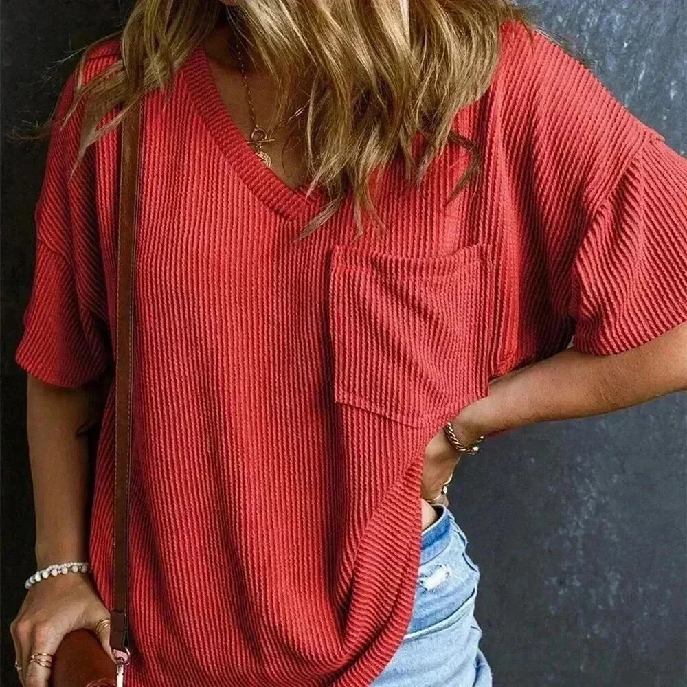 Redwood Casual Women's Twisted Threaded Short-Sleeved T-Shirt